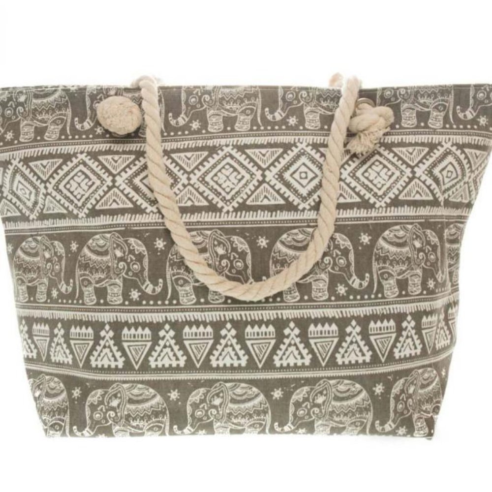 Large Gray Elephant Beach Tote